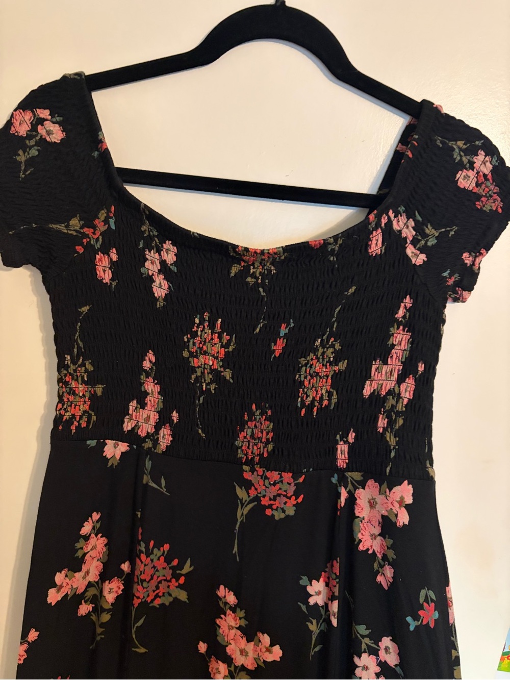 Express Black Maxi Dress with Pink Floral Print - Picture 2 of 3